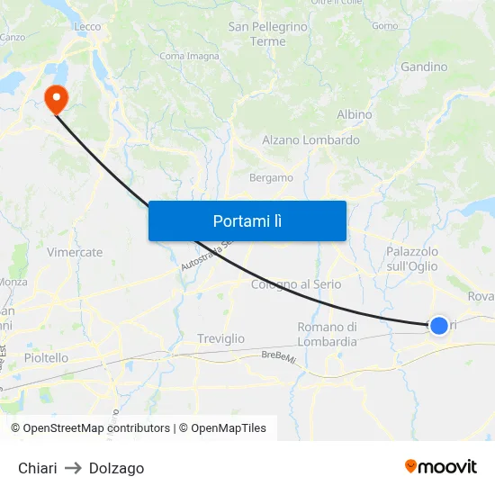 Chiari to Dolzago map