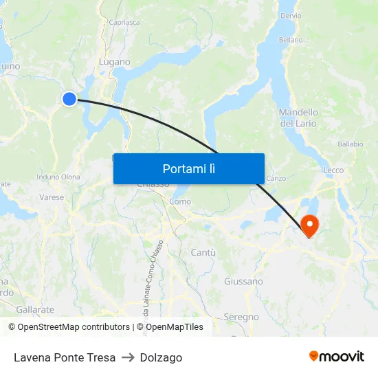 Lavena Ponte Tresa to Dolzago map