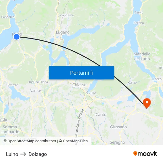 Luino to Dolzago map
