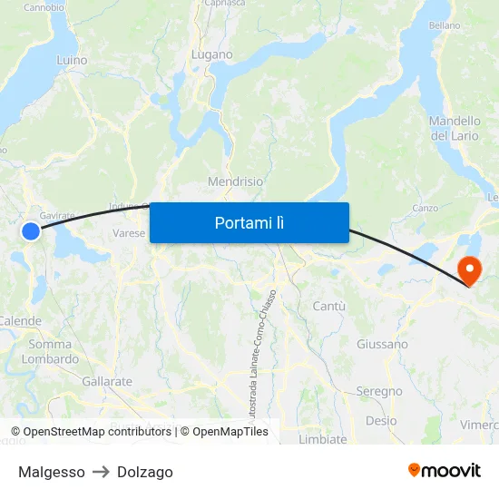 Malgesso to Dolzago map