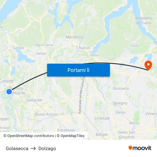 Golasecca to Dolzago map