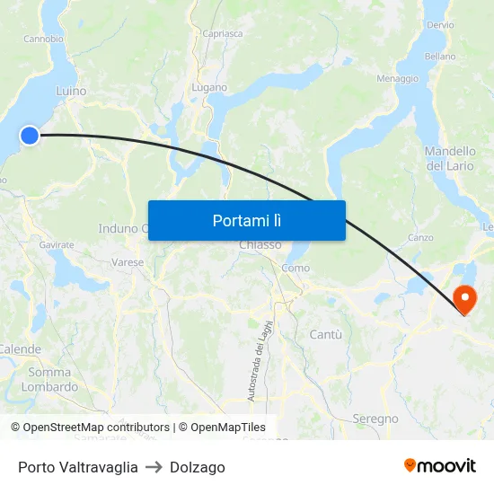 Porto Valtravaglia to Dolzago map
