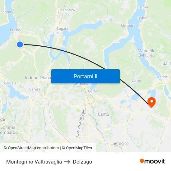 Montegrino Valtravaglia to Dolzago map