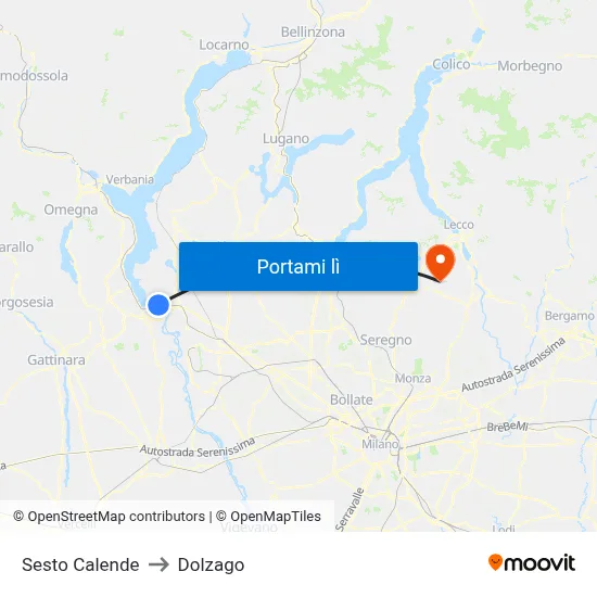 Sesto Calende to Dolzago map