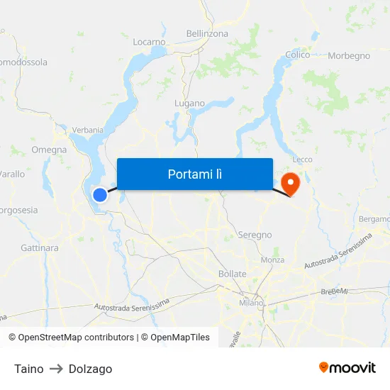 Taino to Dolzago map