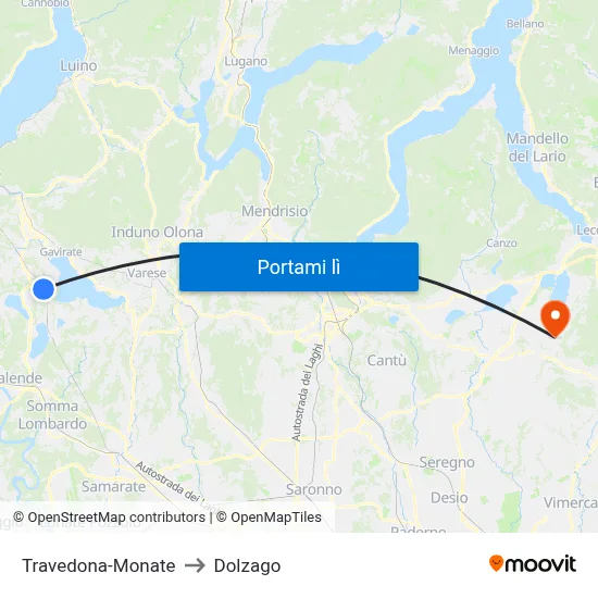 Travedona-Monate to Dolzago map