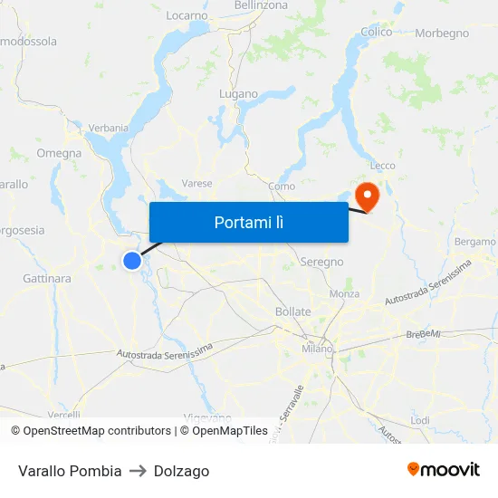 Varallo Pombia to Dolzago map