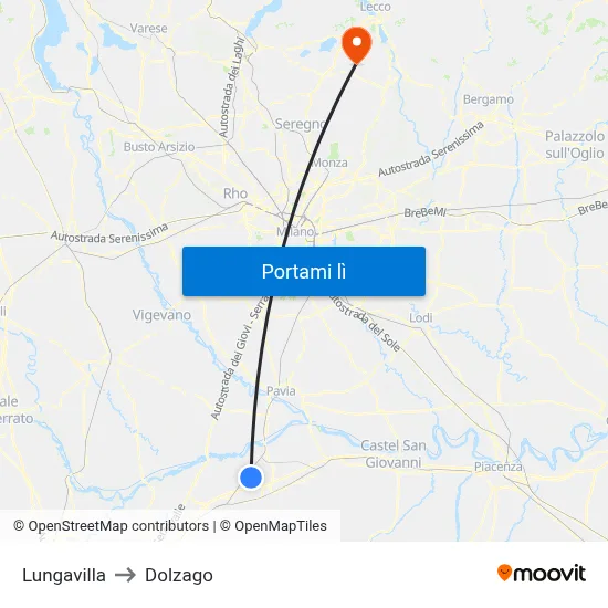 Lungavilla to Dolzago map
