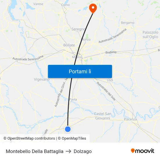 Montebello Della Battaglia to Dolzago map