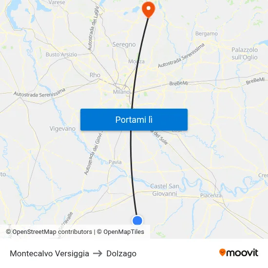 Montecalvo Versiggia to Dolzago map