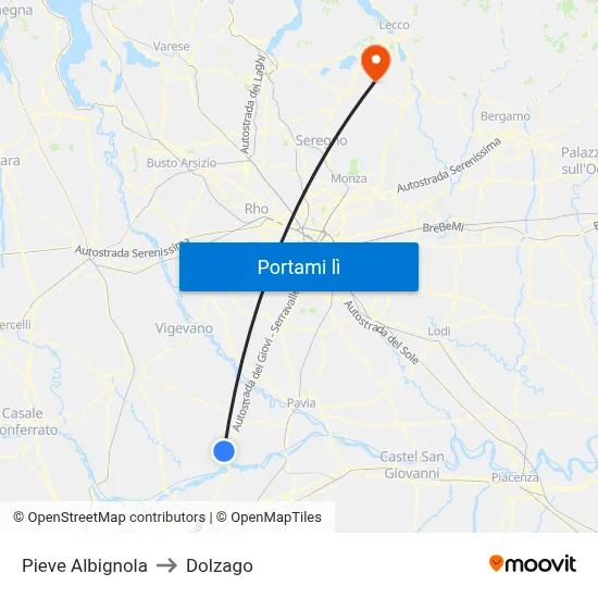 Pieve Albignola to Dolzago map