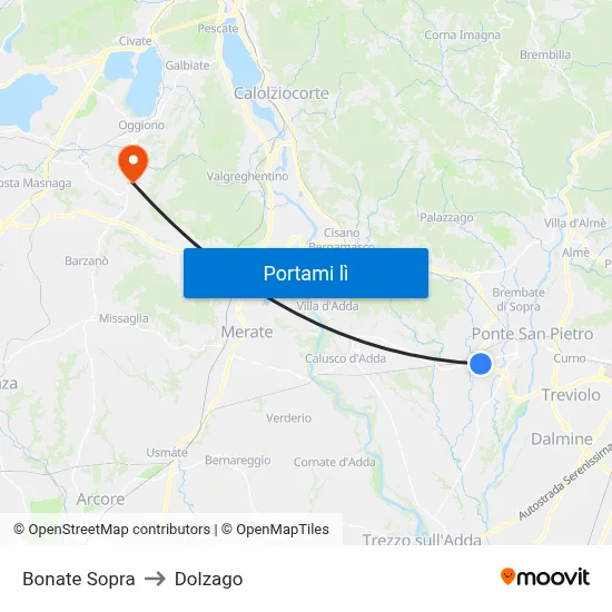 Bonate Sopra to Dolzago map