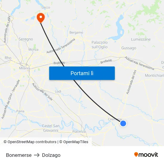 Bonemerse to Dolzago map
