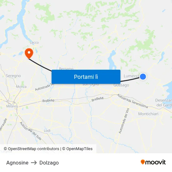 Agnosine to Dolzago map
