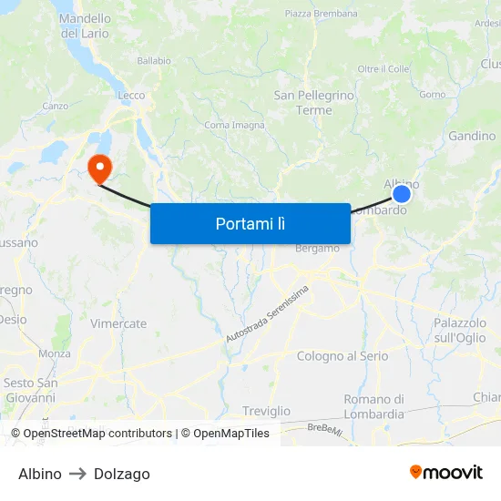 Albino to Dolzago map