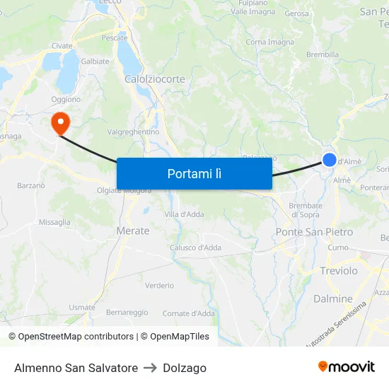Almenno San Salvatore to Dolzago map