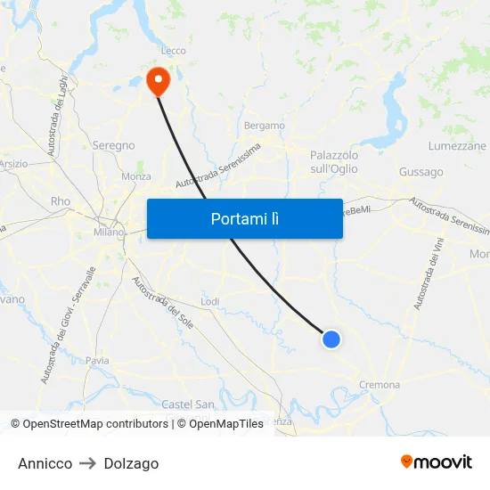 Annicco to Dolzago map