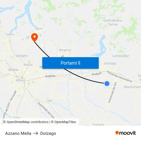 Azzano Mella to Dolzago map