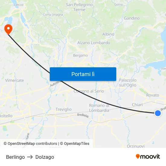 Berlingo to Dolzago map