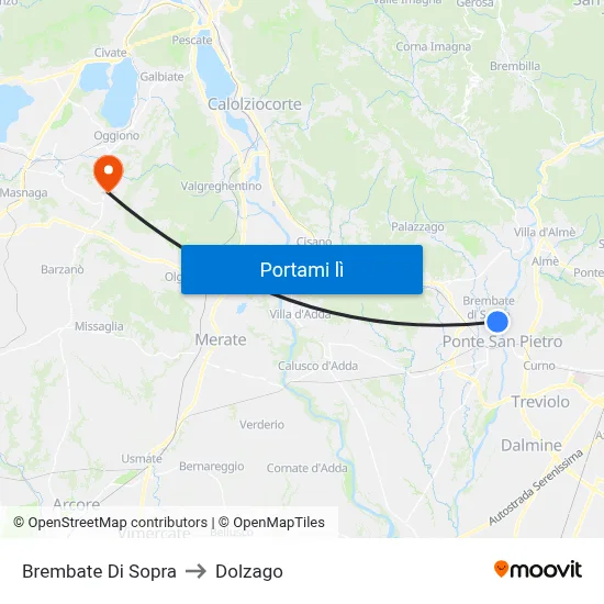 Brembate Di Sopra to Dolzago map