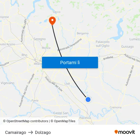 Camairago to Dolzago map