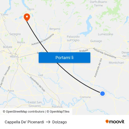Cappella De' Picenardi to Dolzago map