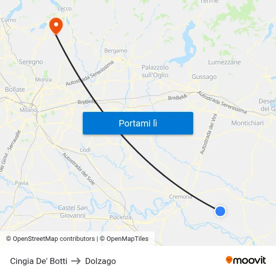 Cingia De' Botti to Dolzago map