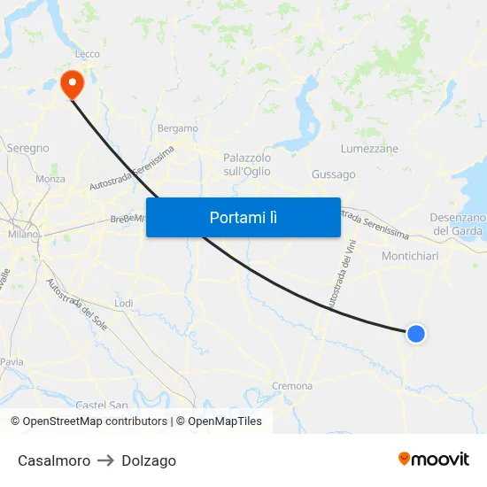 Casalmoro to Dolzago map