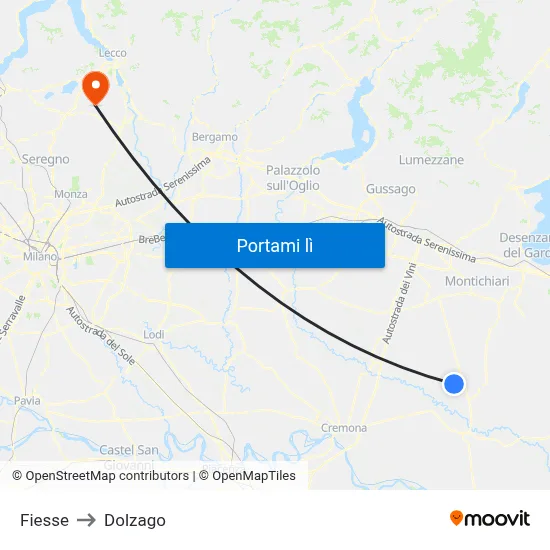 Fiesse to Dolzago map