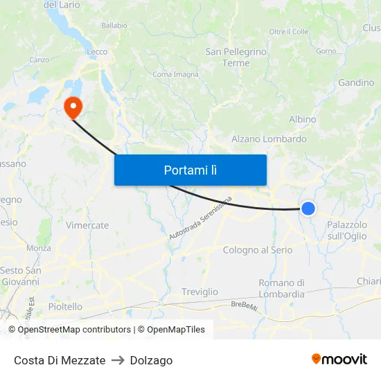Costa Di Mezzate to Dolzago map