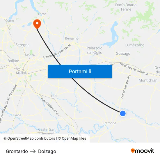 Grontardo to Dolzago map