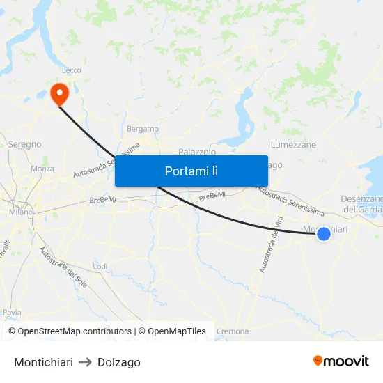 Montichiari to Dolzago map