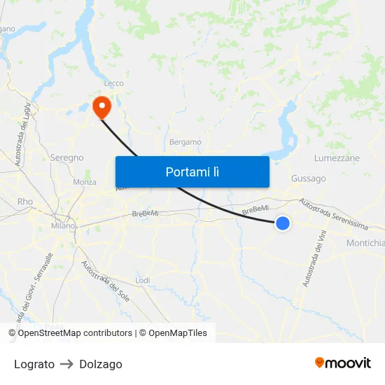 Lograto to Dolzago map
