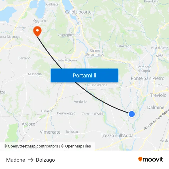 Madone to Dolzago map