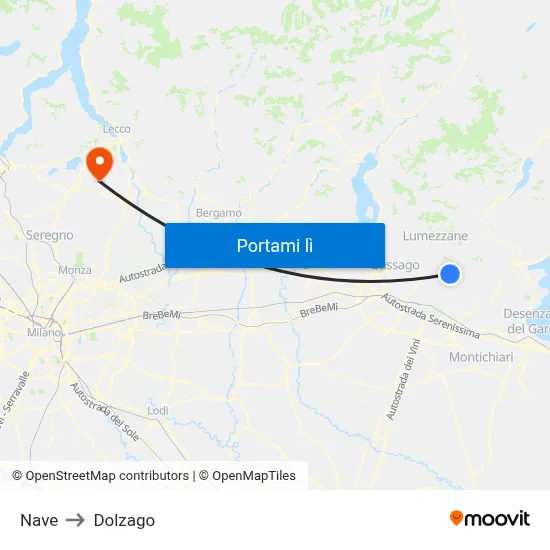 Nave to Dolzago map