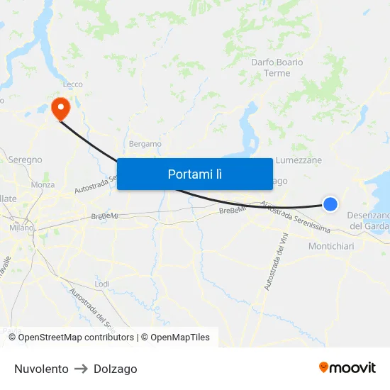 Nuvolento to Dolzago map
