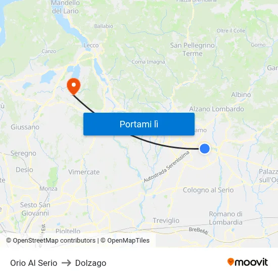 Orio Al Serio to Dolzago map