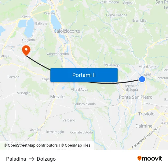 Paladina to Dolzago map