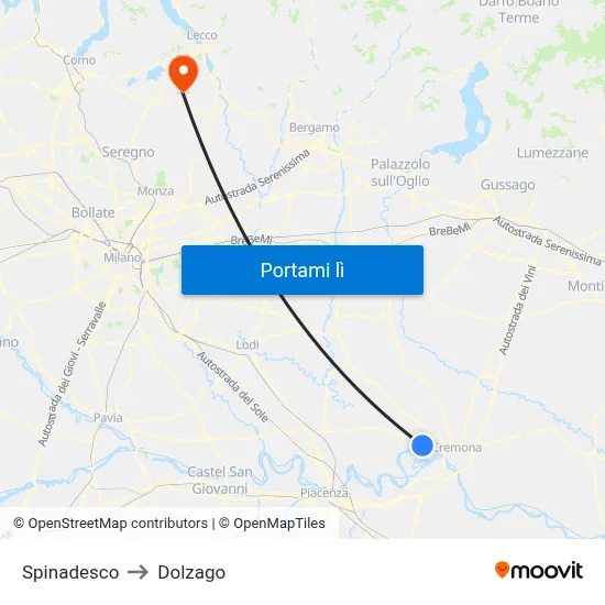 Spinadesco to Dolzago map