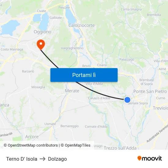 Terno D' Isola to Dolzago map