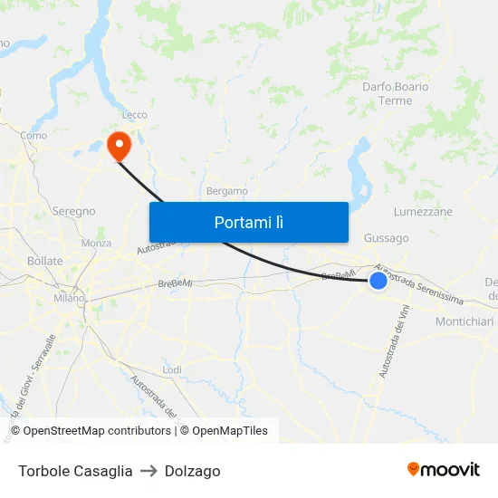 Torbole Casaglia to Dolzago map
