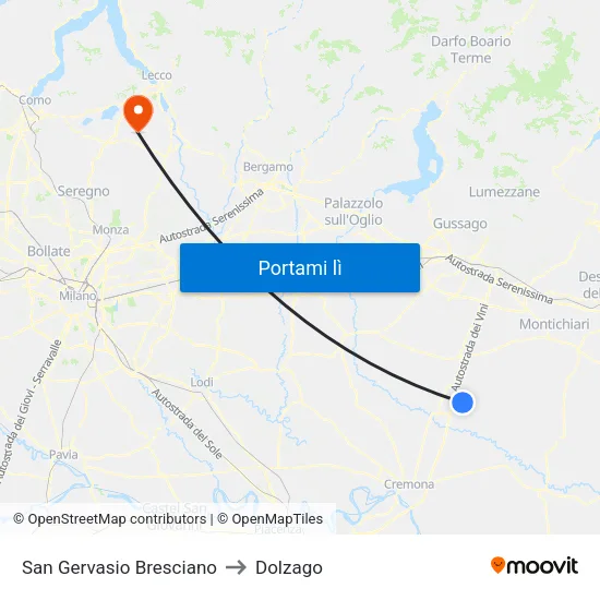 San Gervasio Bresciano to Dolzago map