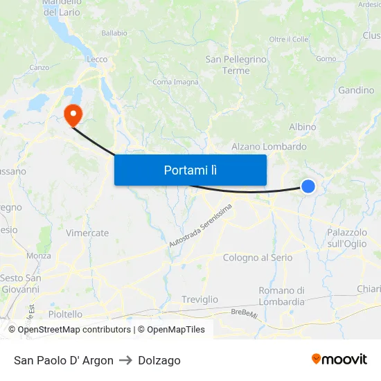 San Paolo D' Argon to Dolzago map