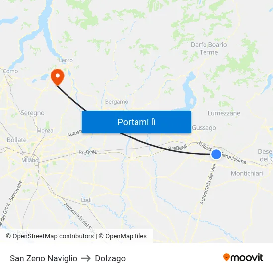 San Zeno Naviglio to Dolzago map