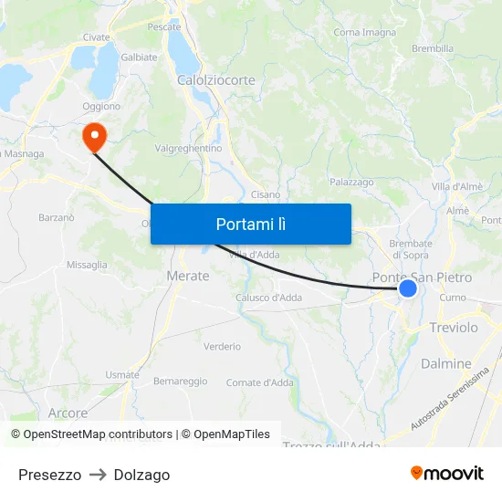 Presezzo to Dolzago map
