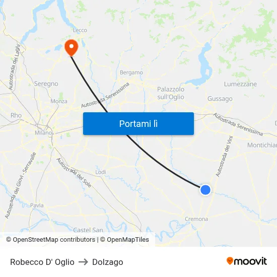 Robecco D' Oglio to Dolzago map