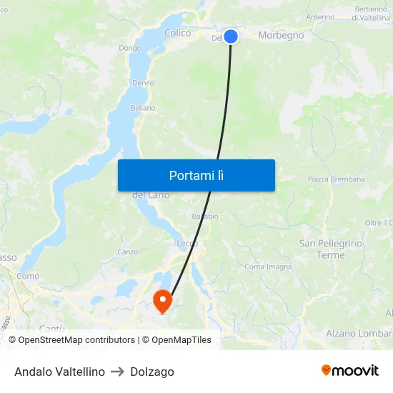 Andalo Valtellino to Dolzago map