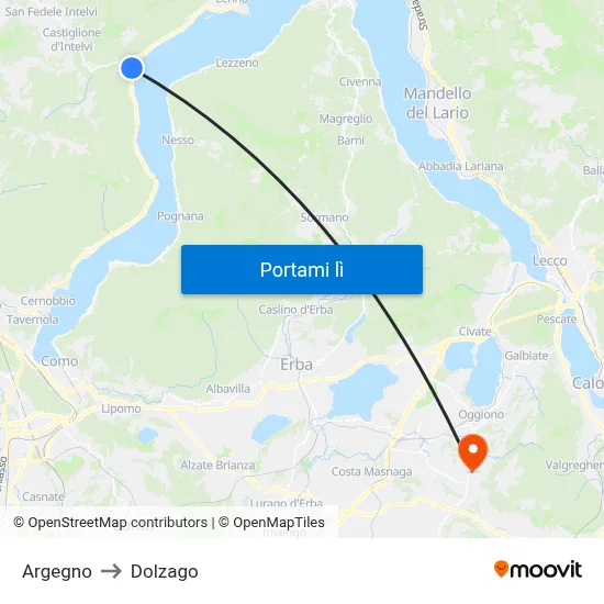 Argegno to Dolzago map