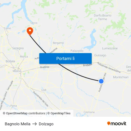 Bagnolo Mella to Dolzago map