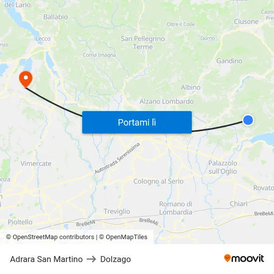 Adrara San Martino to Dolzago map